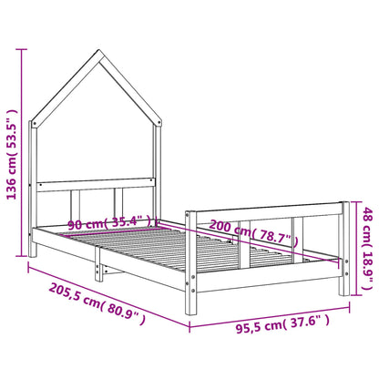 Giroletto per Bambini 90x200 cm in Legno Massello di Pino - homemem39