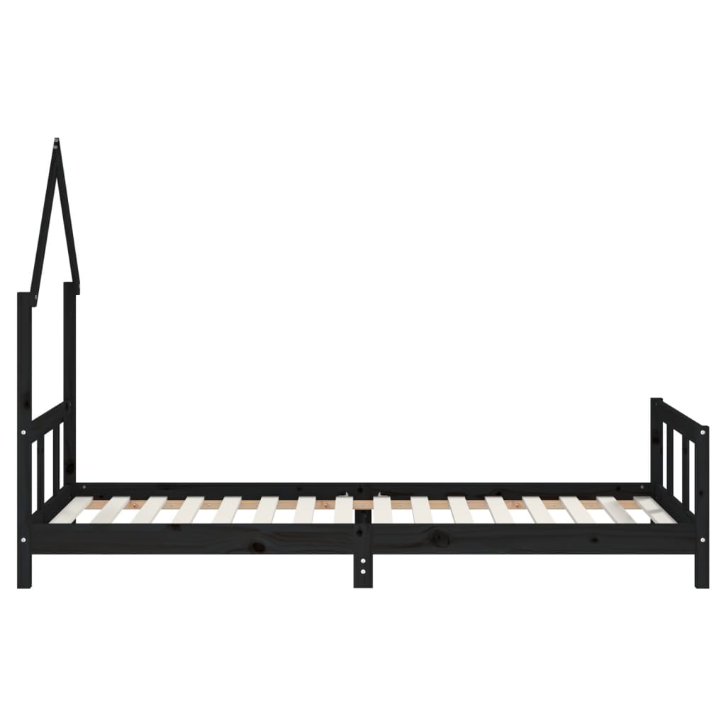 Giroletto per Bambini Nero 90x200 cm in Legno Massello di Pino - homemem39