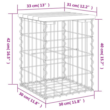 Panca Giardino Design Gabbione 33x31x42 cm Legno Massello Pino - homemem39