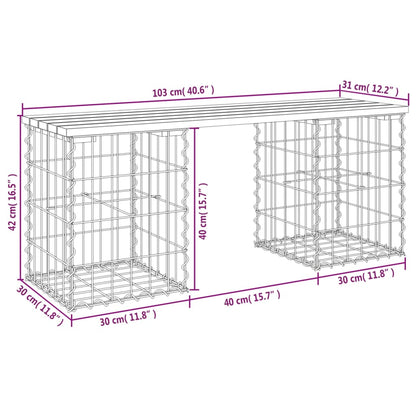 Panca Giardino Design Gabbione 103x31x42 cm Legno Massello Pino - homemem39