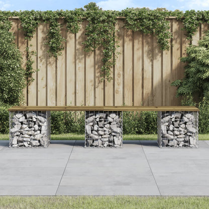 Panca da Giardino Design Gabbione 203x31x42 cm Pino Impregnato - homemem39