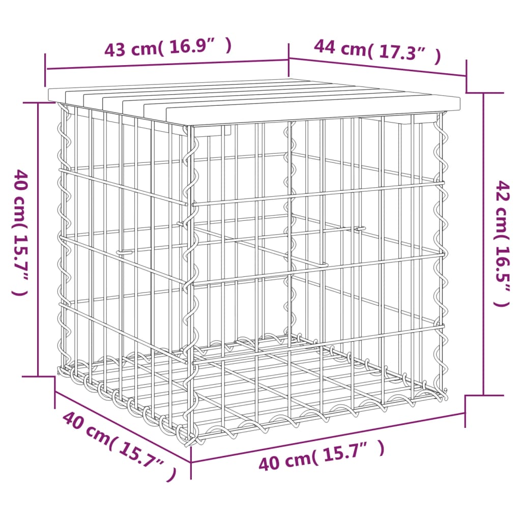 Panca da Giardino Design Gabbione 43x44x42 cm Pino Impregnato - homemem39