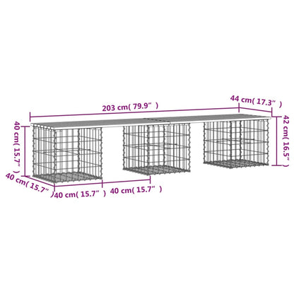 Panca da Giardino Design Gabbione 203x44x42 cm Massello Douglas - homemem39