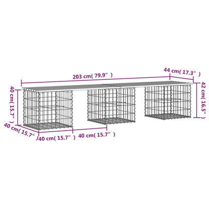 Panca da Giardino Design Gabbione 203x44x42 cm Pino Impregnato - homemem39