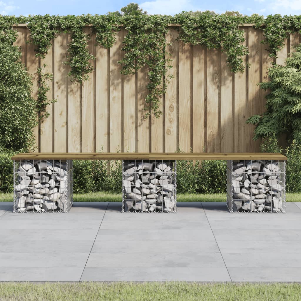 Panca da Giardino Design Gabbione 203x44x42 cm Pino Impregnato - homemem39