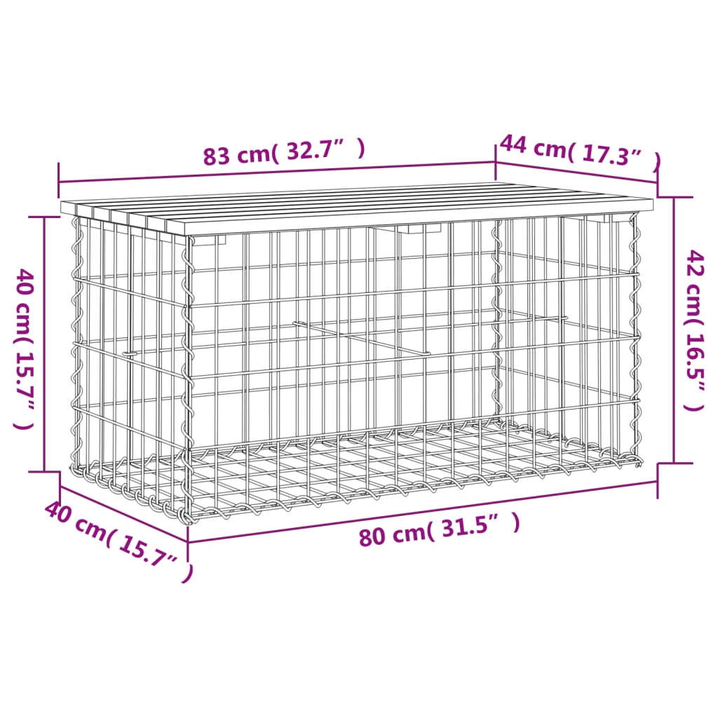 Panca da Giardino Design Gabbione 83x44x42 cm Pino Impregnato - homemem39