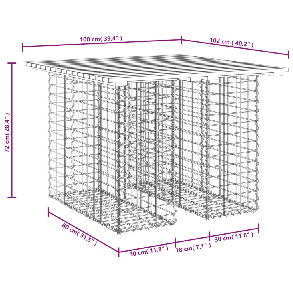 Panca da Giardino Design Gabbione 100x102x72 cm Pino Impregnato - homemem39