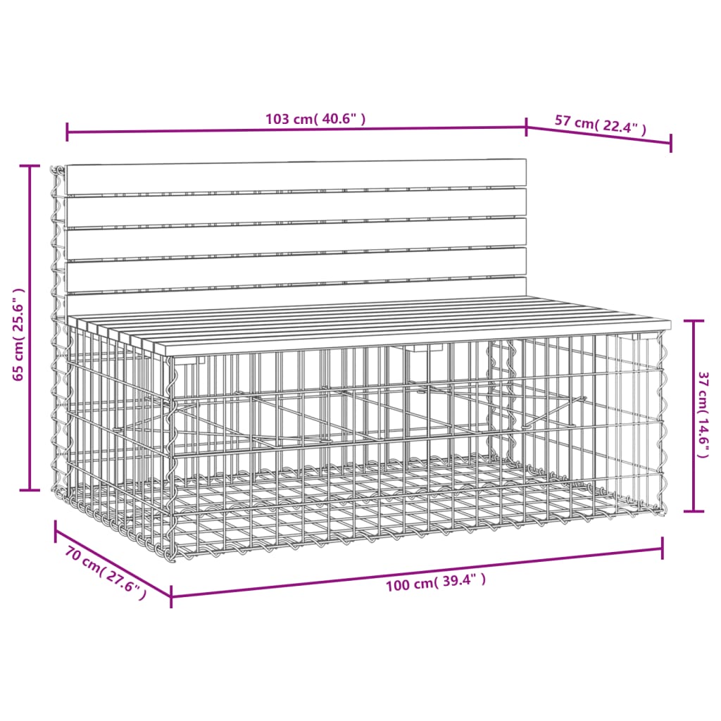 Panca da Giardino Design Gabbione 103x70x65 cm Massello Douglas - homemem39