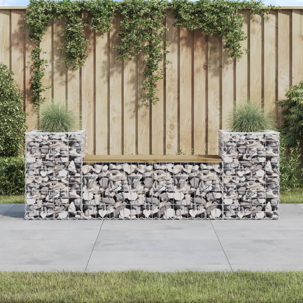 Panca da Giardino Design Gabbione 183x41x60,5cm Pino Impregnato - homemem39