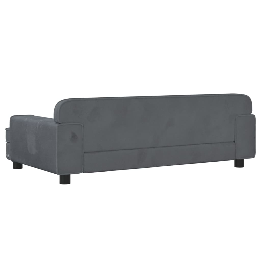 Divano per Bambini Grigio Scuro 90x53x30 cm in Velluto - homemem39