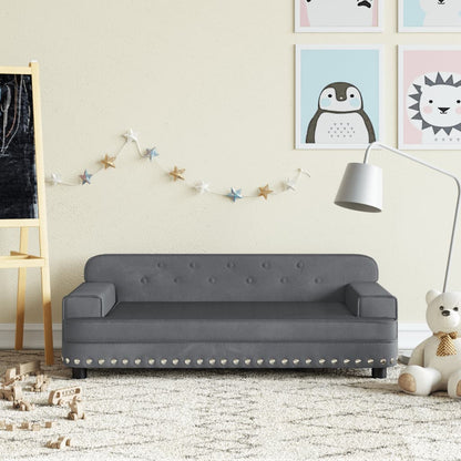 Divano per Bambini Grigio Scuro 90x53x30 cm in Velluto - homemem39