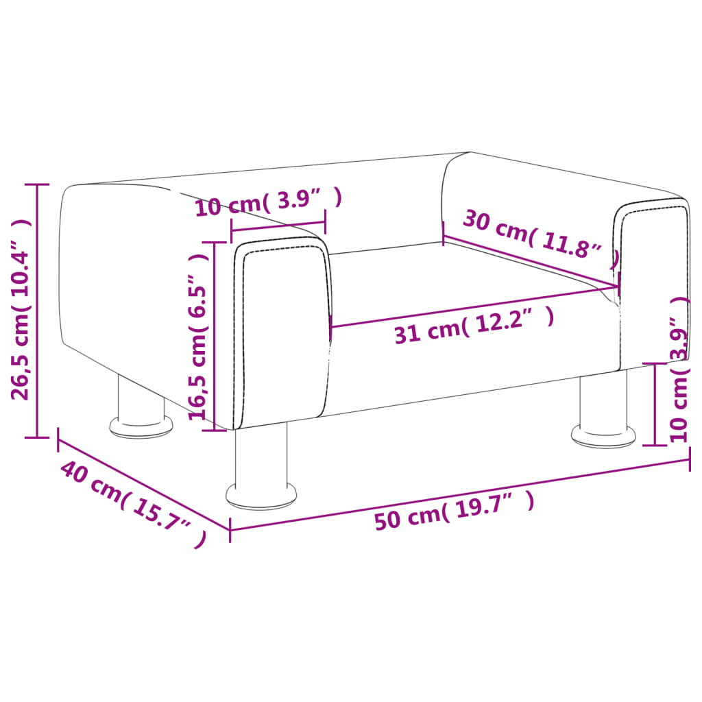 Divano per Bambini Grigio Scuro 50x40x26,5 cm in Velluto - homemem39