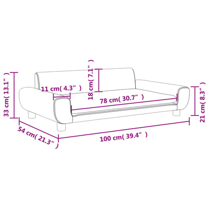 Divano per Bambini Grigio Scuro 100x54x33 cm in Velluto - homemem39