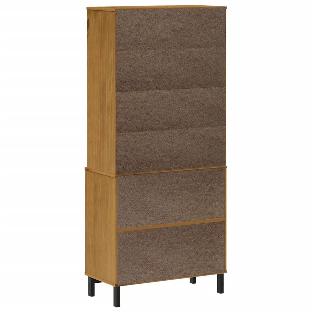 Credenza con Anta in Vetro FLAM 80x40x180 cm in Legno di Pino - homemem39