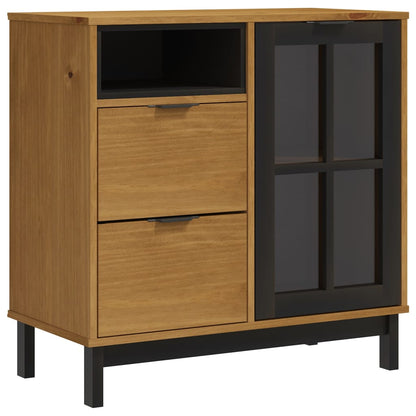 Credenza con Anta in Vetro FLAM 80x40x180 cm in Legno di Pino - homemem39