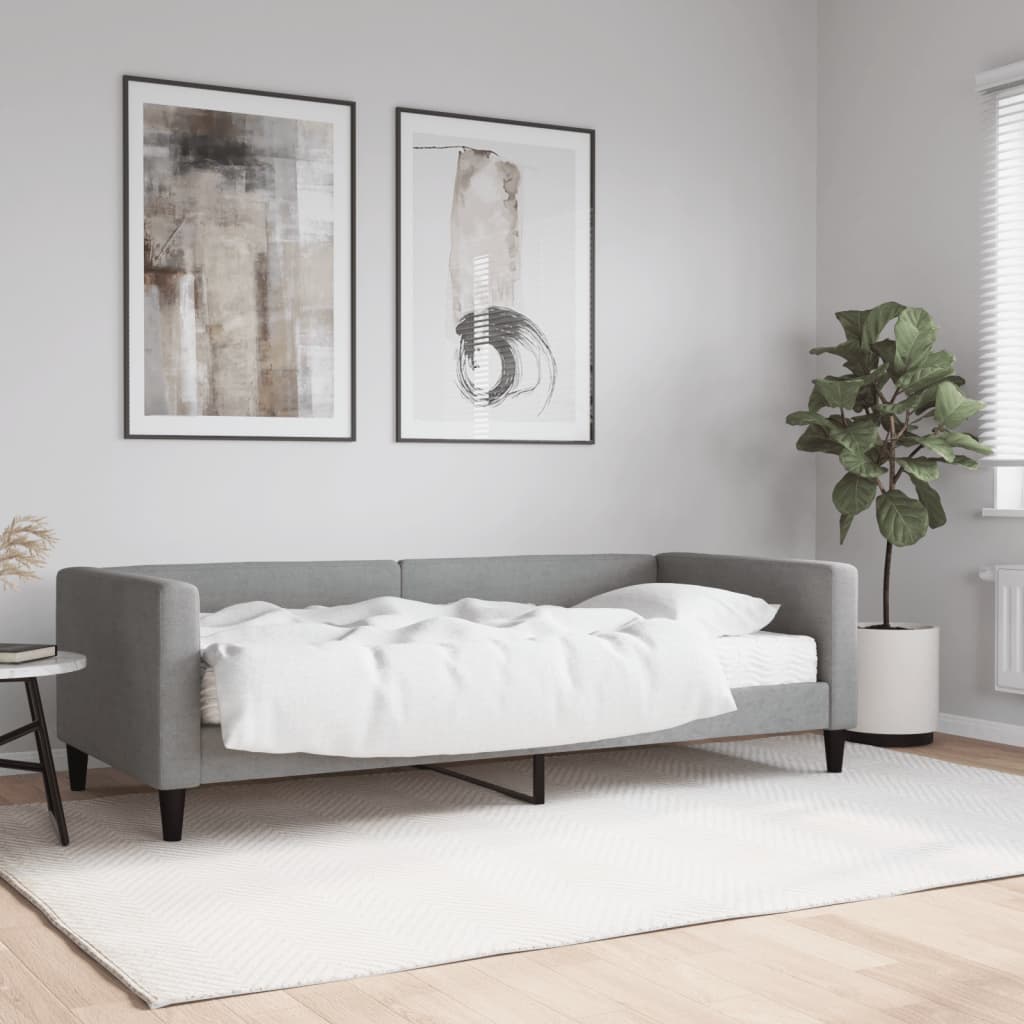 Divano Letto con Materasso Grigio Chiaro 90x200 cm in Tessuto - homemem39