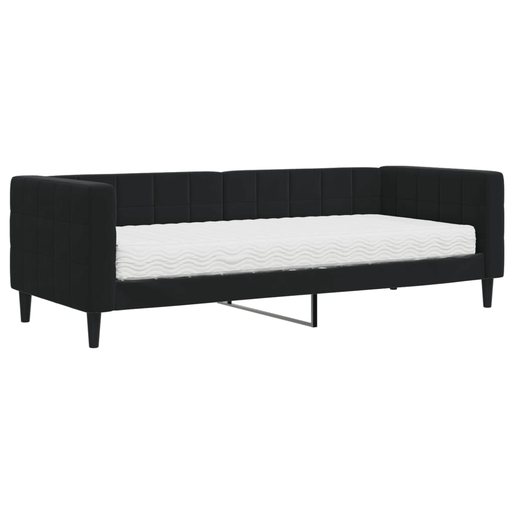 Divano Letto con Materasso Nero 80x200 cm in Velluto - homemem39