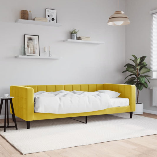 Divano Letto con Materasso Giallo 90x200 cm in Velluto - homemem39