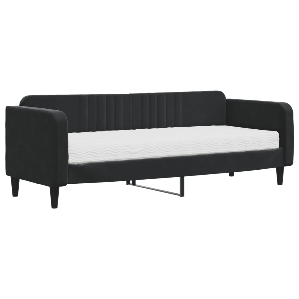 Divano Letto con Materasso Nero 80x200 cm in Velluto - homemem39