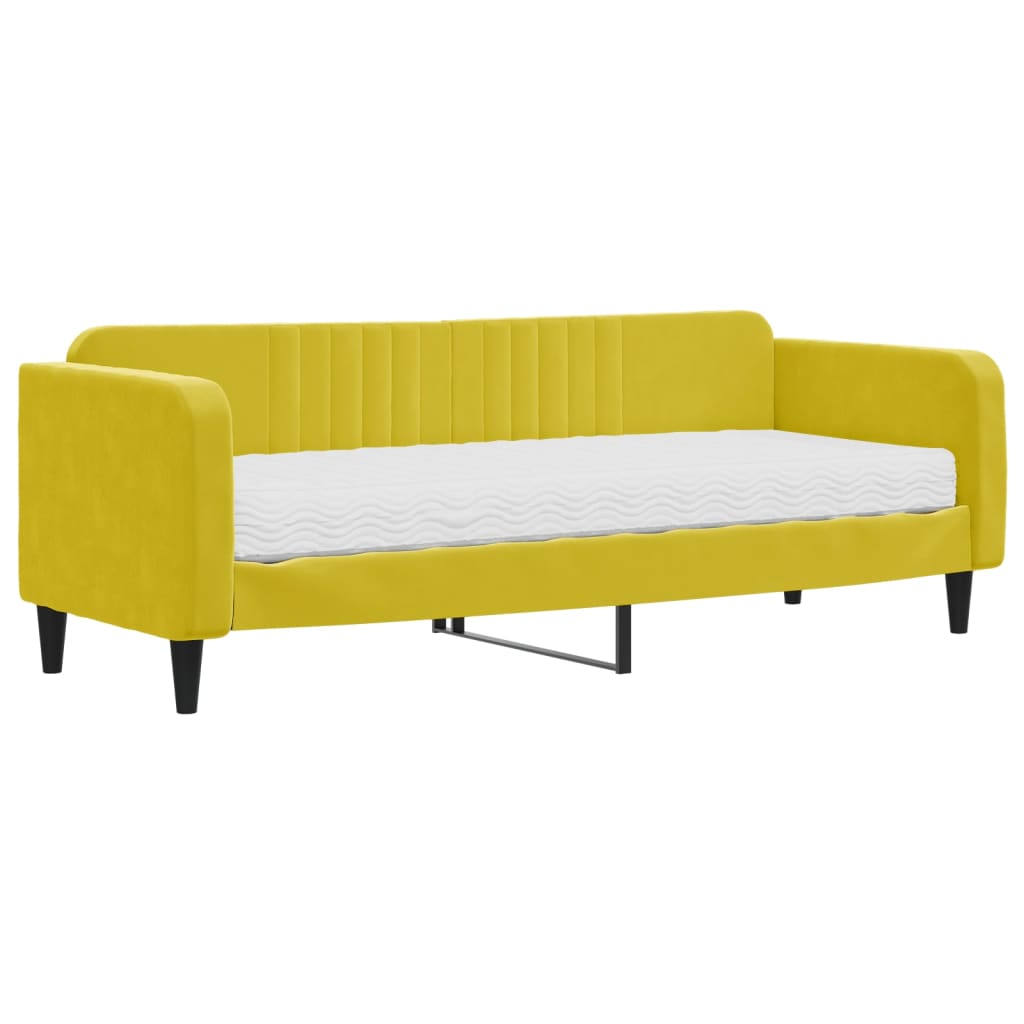 Divano Letto con Materasso Giallo 80x200 cm in Velluto - homemem39