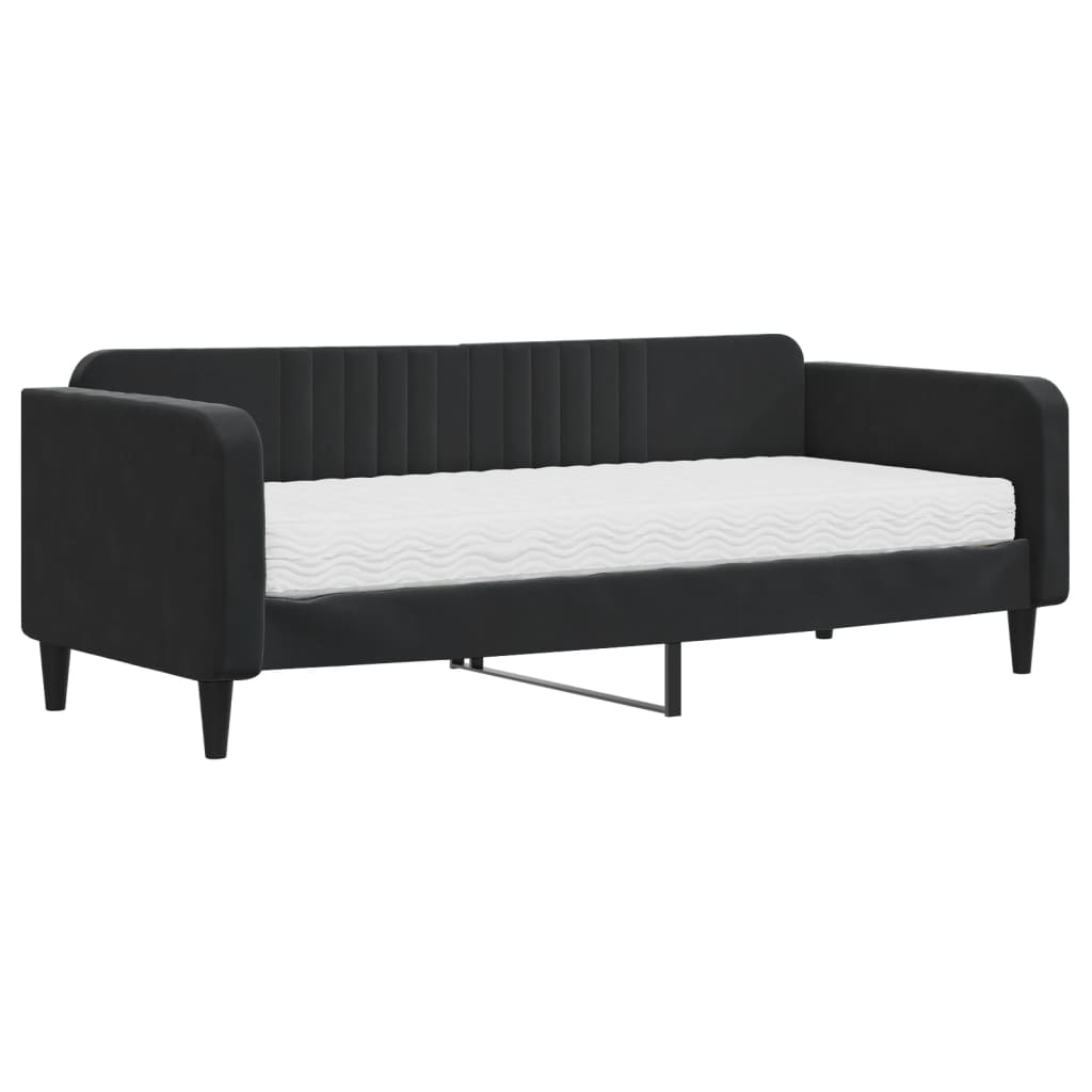 Divano Letto con Materasso Nero 90x200 cm in Velluto - homemem39