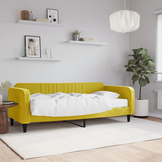 Divano Letto con Materasso Giallo 90x200 cm in Velluto - homemem39