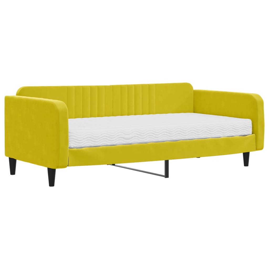 Divano Letto con Materasso Giallo 100x200 cm in Velluto - homemem39