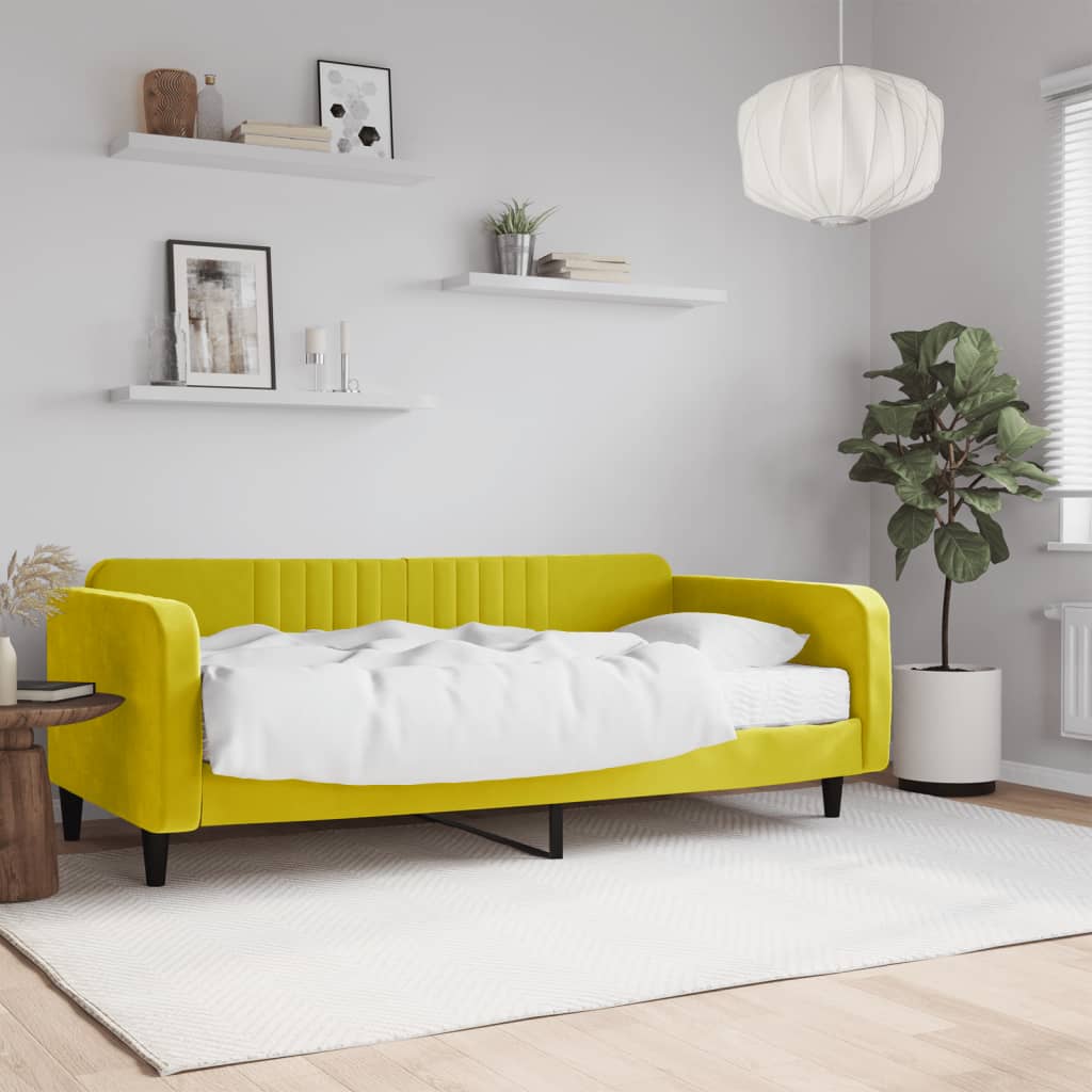 Divano Letto con Materasso Giallo 100x200 cm in Velluto - homemem39