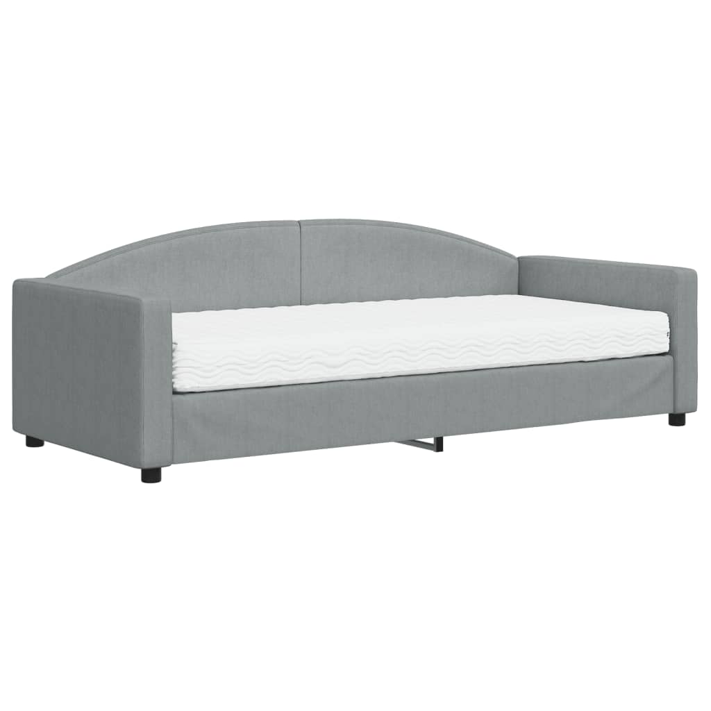 Divano Letto con Materasso Grigio Chiaro 90x200 cm in Tessuto - homemem39