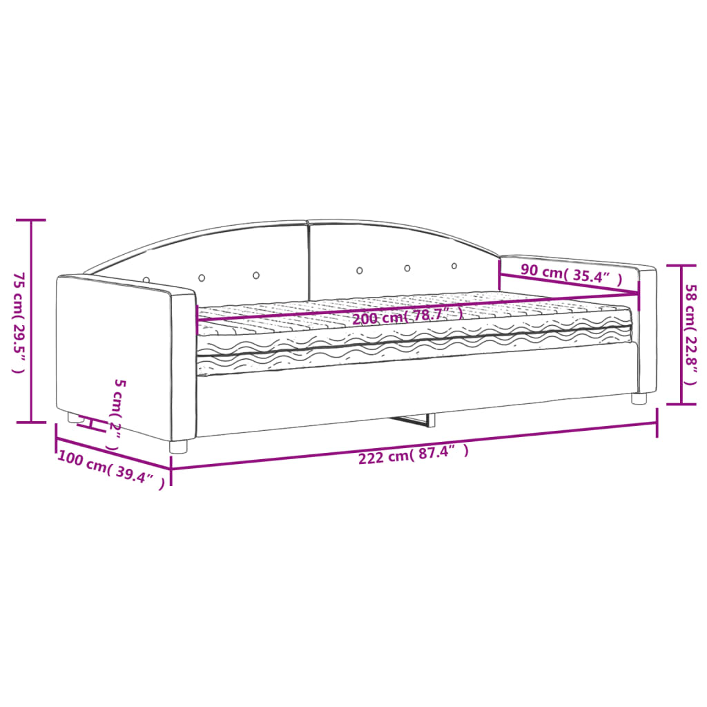 Divano Letto con Materasso Grigio Chiaro 90x200 cm in Velluto - homemem39