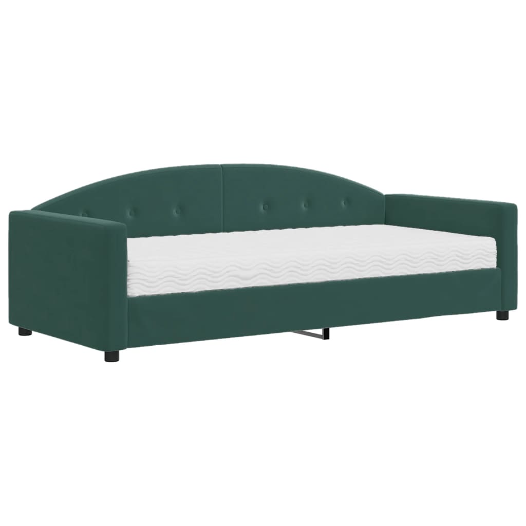 Divano Letto con Materasso Verde Scuro 90x200 cm in Velluto - homemem39