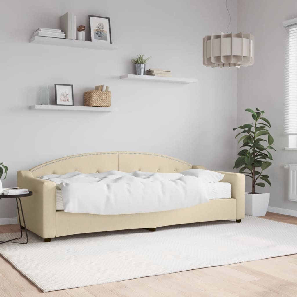 Divano Letto con Materasso Crema 80x200 cm in Tessuto - homemem39