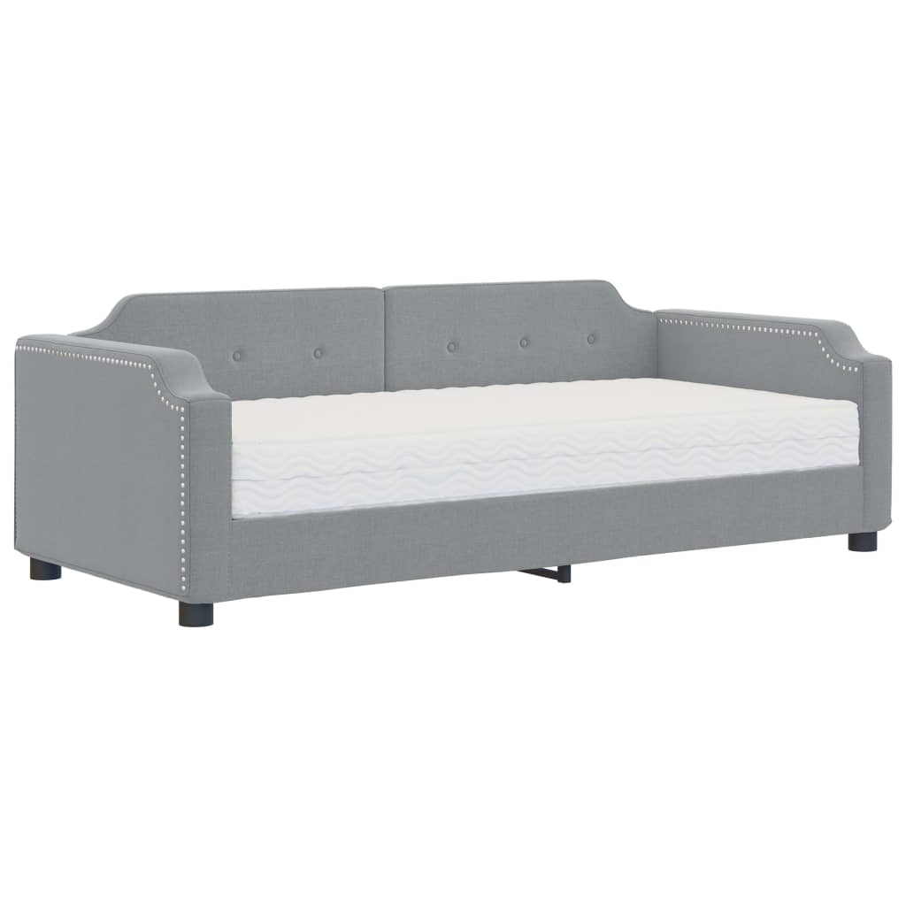 Divano Letto con Materasso Grigio Chiaro 80x200 cm in Tessuto - homemem39