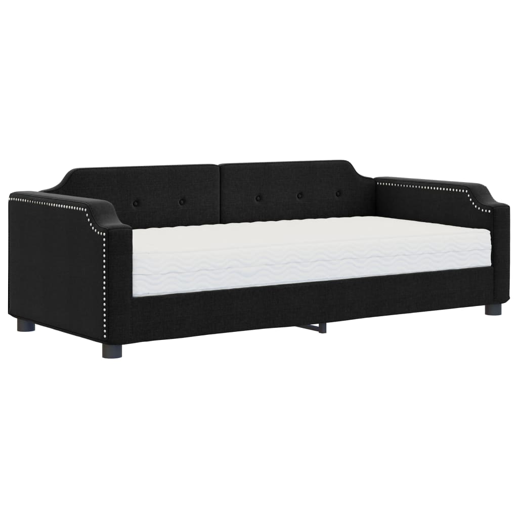 Divano Letto con Materasso Nero 80x200 cm in Tessuto - homemem39