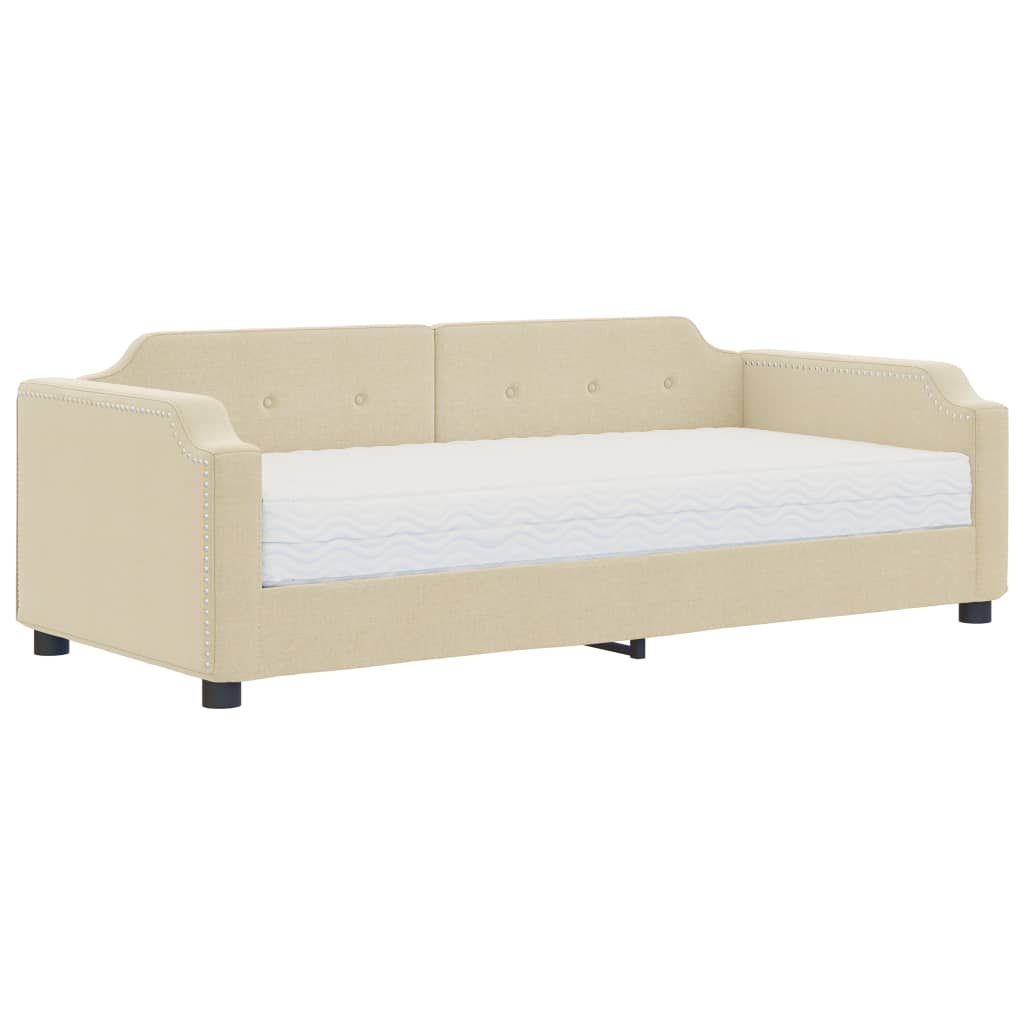 Divano Letto con Materasso Crema 80x200 cm in Tessuto - homemem39