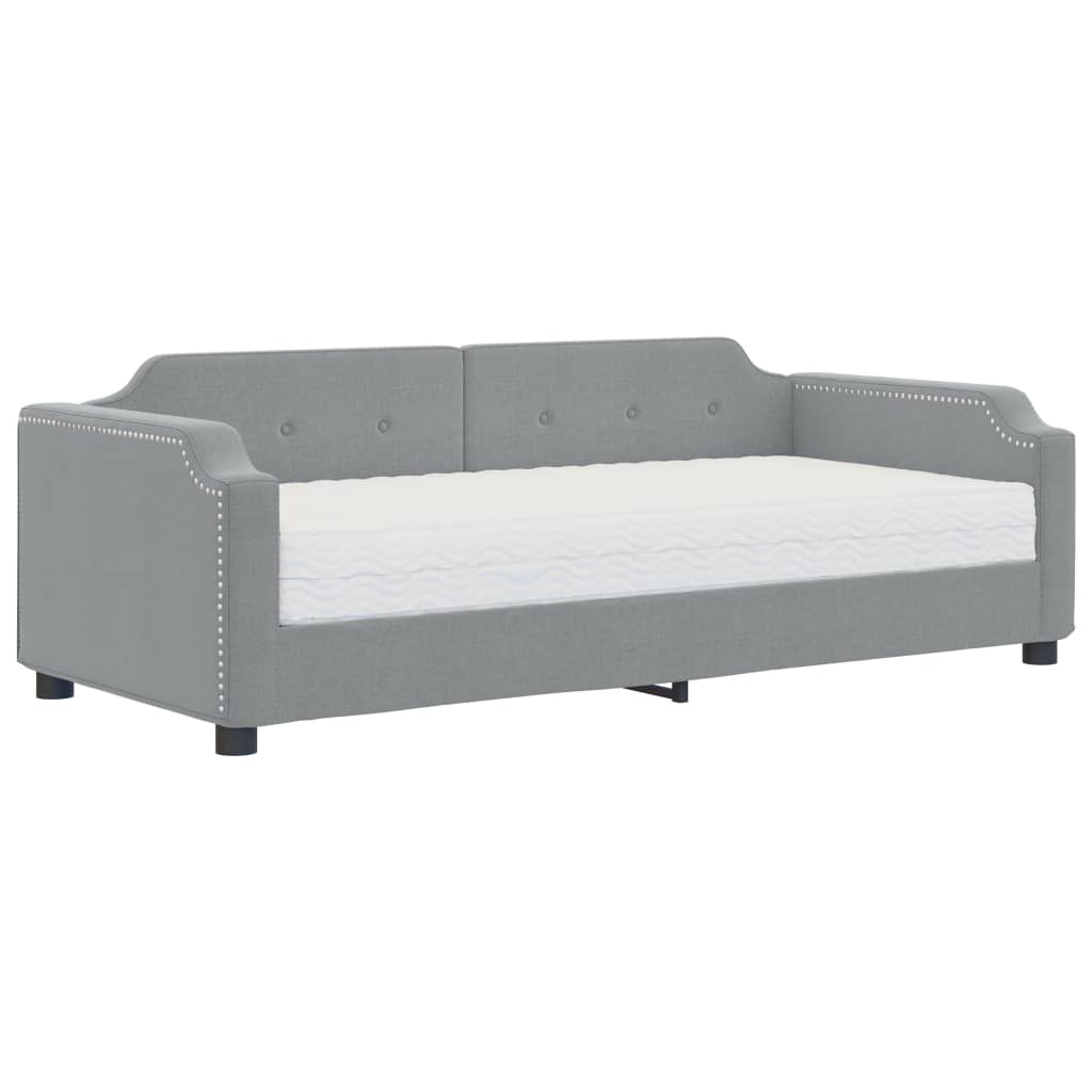 Divano Letto con Materasso Grigio Chiaro 90x200 cm in Tessuto - homemem39