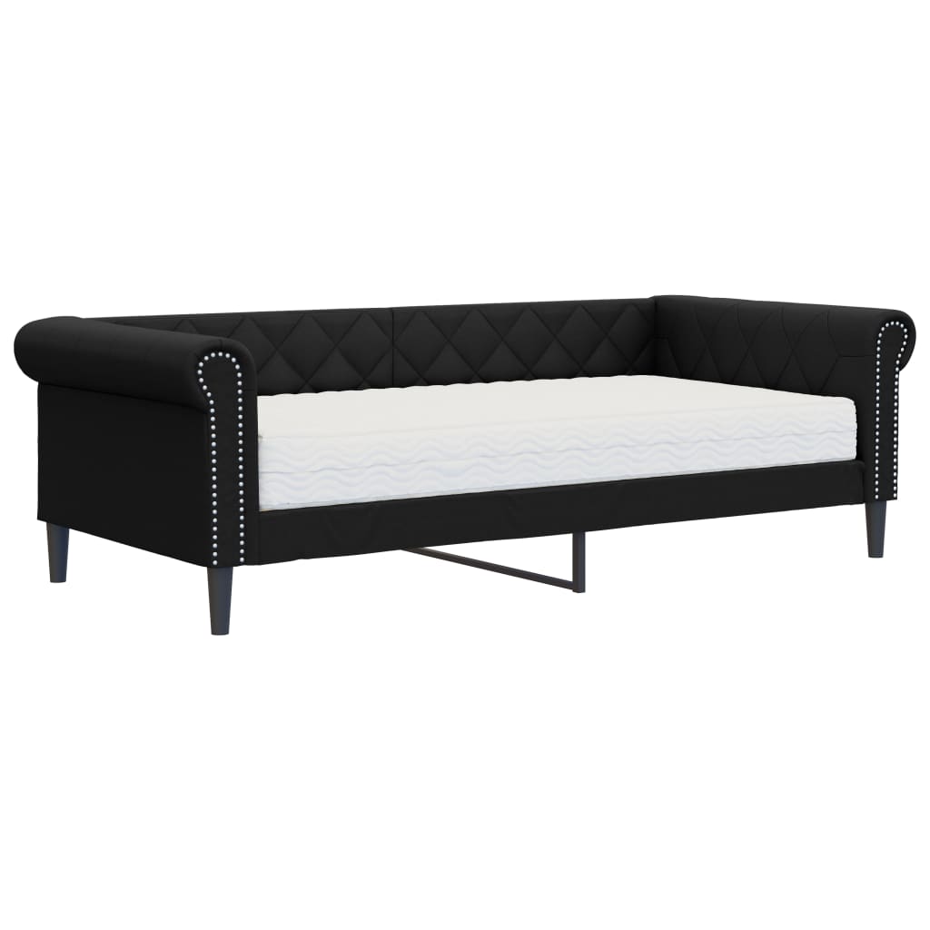 Divano Letto con Materasso Nero 90x200 cm in Similpelle - homemem39