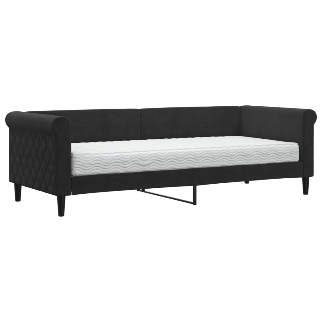 Divano Letto con Materasso Nero 80x200 cm in Velluto - homemem39