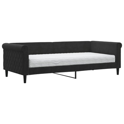 Divano Letto con Materasso Nero 90x200 cm in Velluto - homemem39