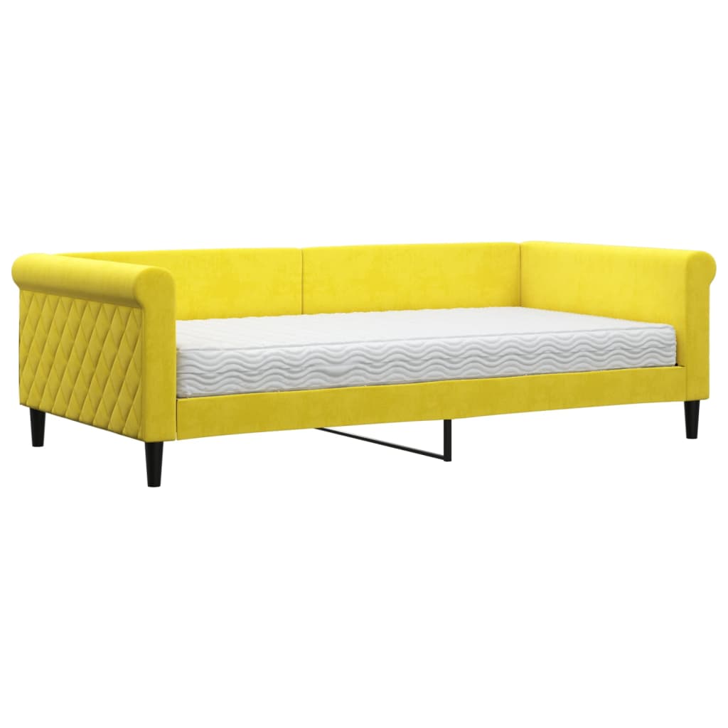 Divano Letto con Materasso Giallo 100x200 cm in Velluto - homemem39