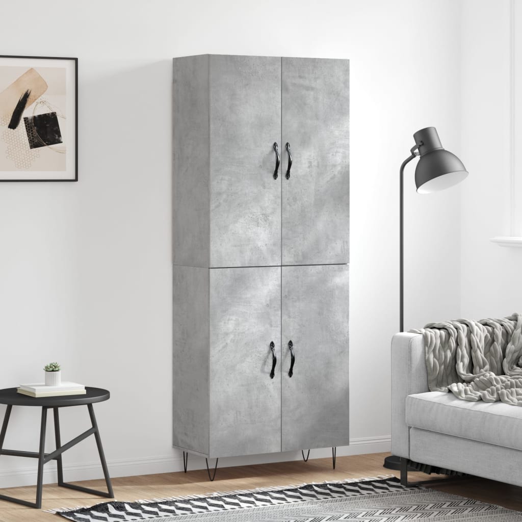 Credenza Grigio Cemento 69,5x34x180 cm in Legno Multistrato - homemem39