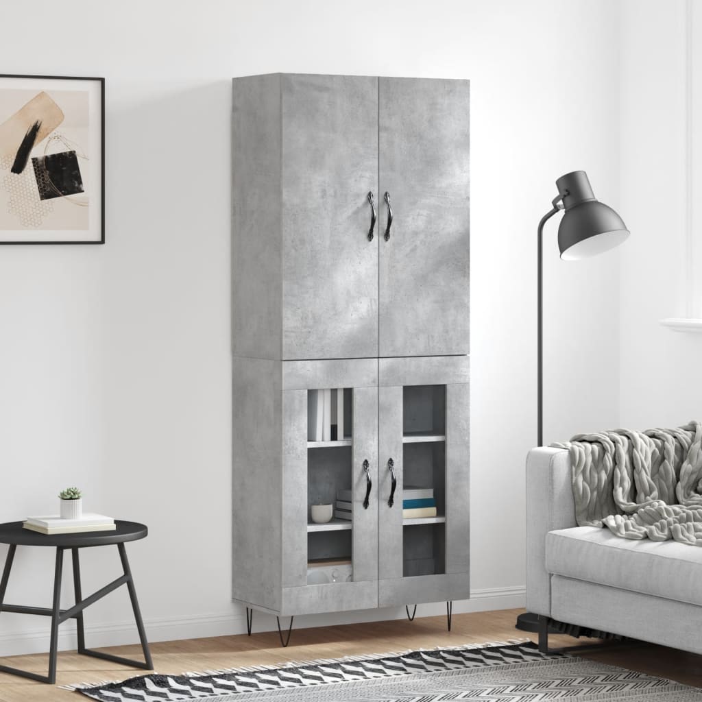 Credenza Grigio Cemento 69,5x34x180 cm in Legno Multistrato - homemem39