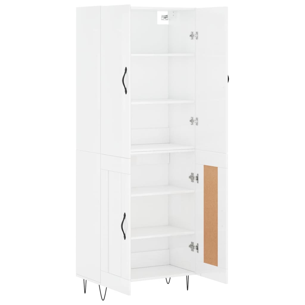 Credenza Bianco Lucido 69,5x34x180 cm in Legno Multistrato - homemem39