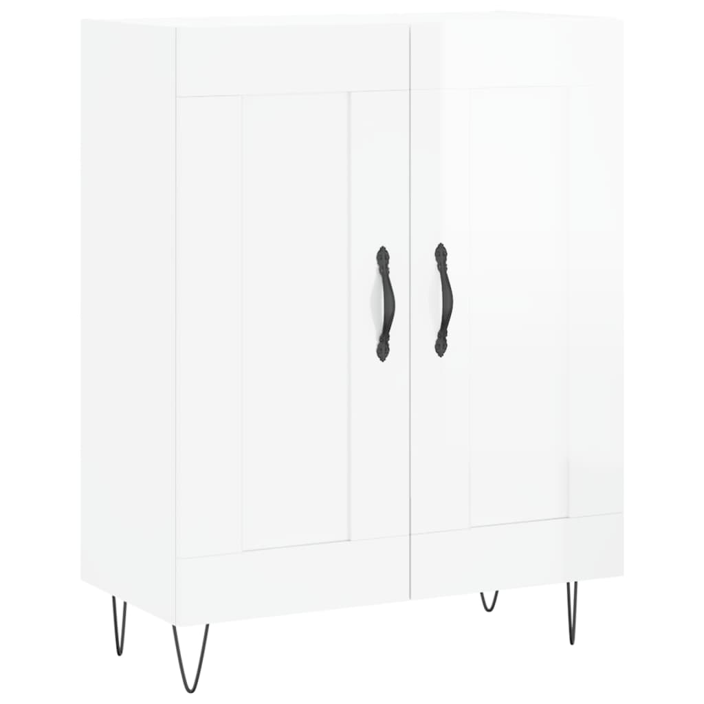 Credenza Bianco Lucido 69,5x34x180 cm in Legno Multistrato - homemem39