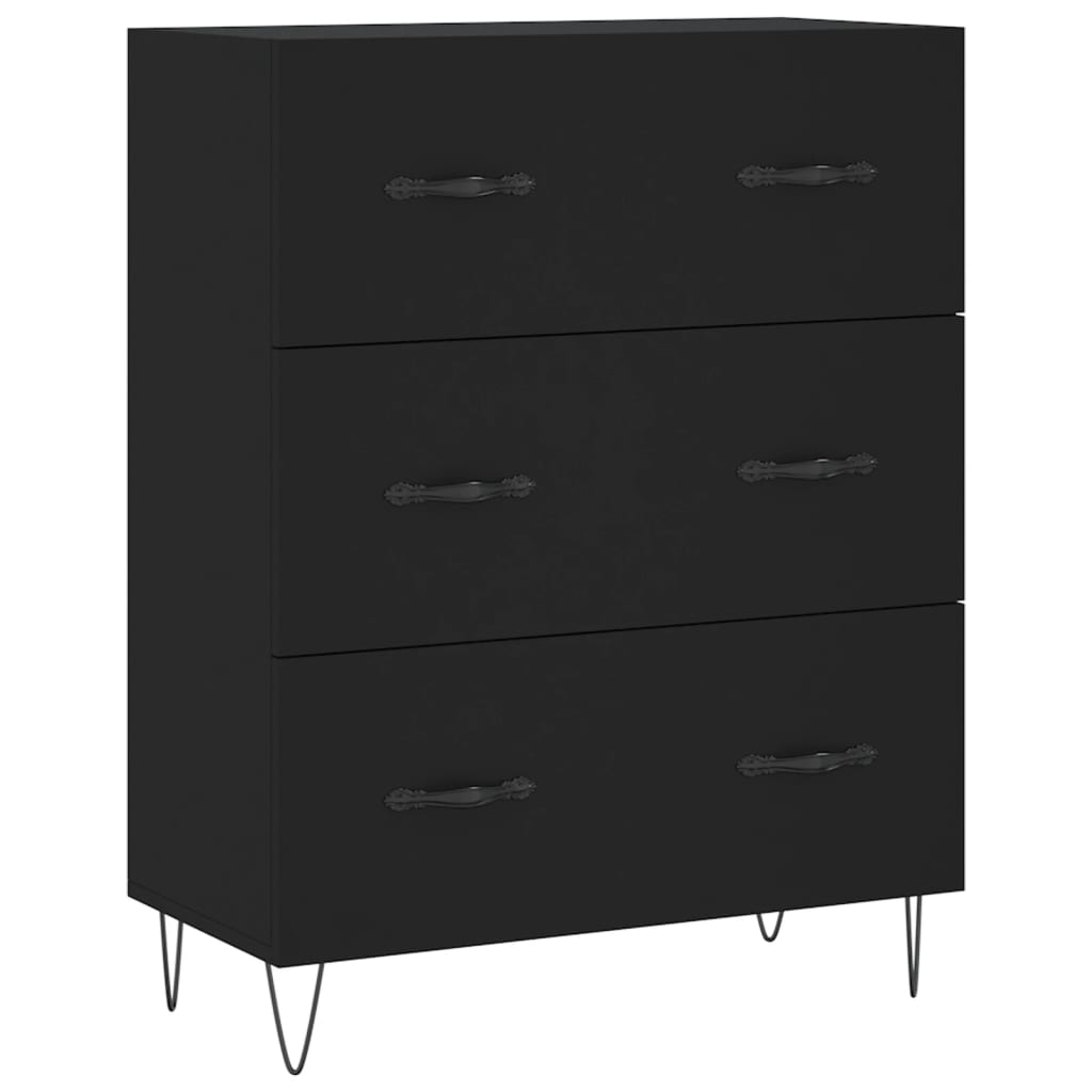 Credenza Nera 69,5x34x180 cm in Legno Multistrato - homemem39