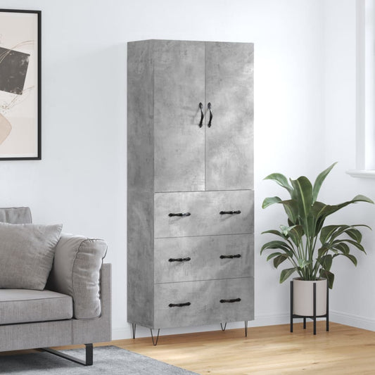 Credenza Grigio Cemento 69,5x34x180 cm in Legno Multistrato - homemem39