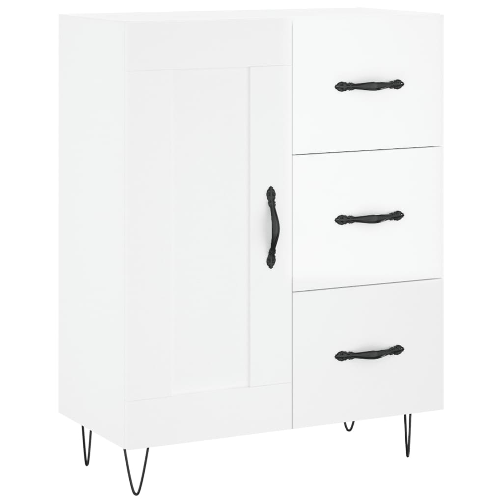 Credenza Bianco Lucido 69,5x34x180 cm in Legno Multistrato - homemem39