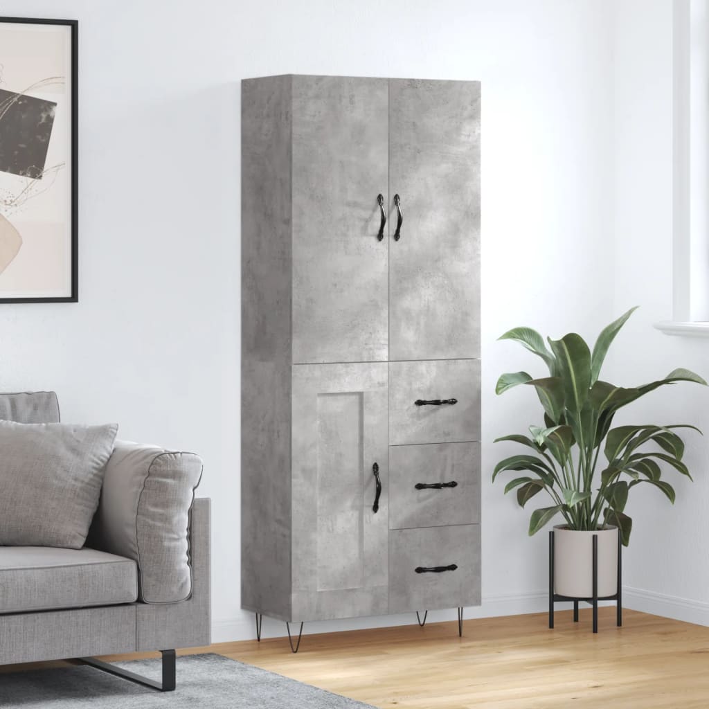 Credenza Grigio Cemento 69,5x34x180 cm in Legno Multistrato - homemem39