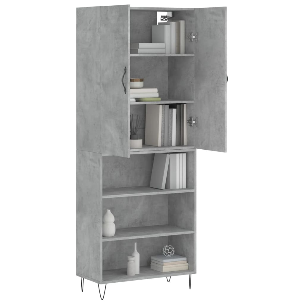 Credenza Grigio Cemento 69,5x34x180 cm in Legno Multistrato - homemem39