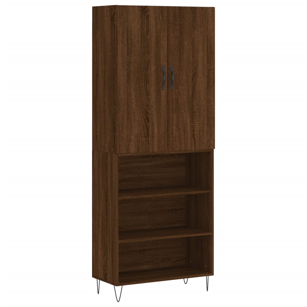 Credenza Rovere Marrone 69,5x34x180 cm in Legno Multistrato - homemem39